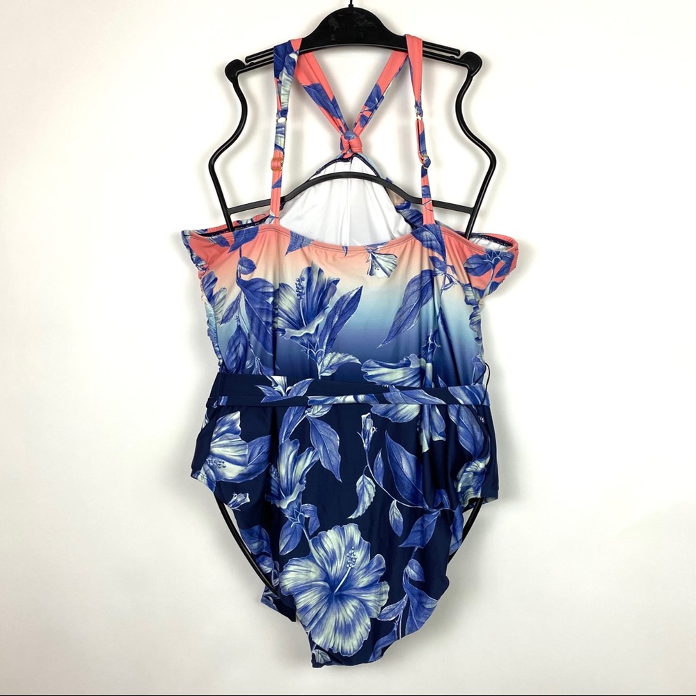 La Blanca Ombré Draped High Neck One Piece - Picture 6 of 12